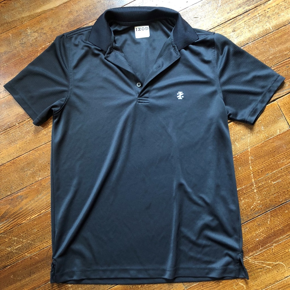 IZOD Men's Black Short Sleeved Golf Polo